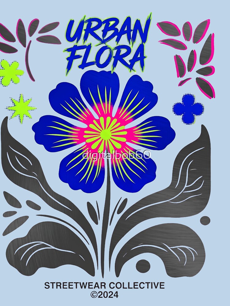 Urban Flora Streetwear Graphic - Neon Botanical Art by digitalbob60