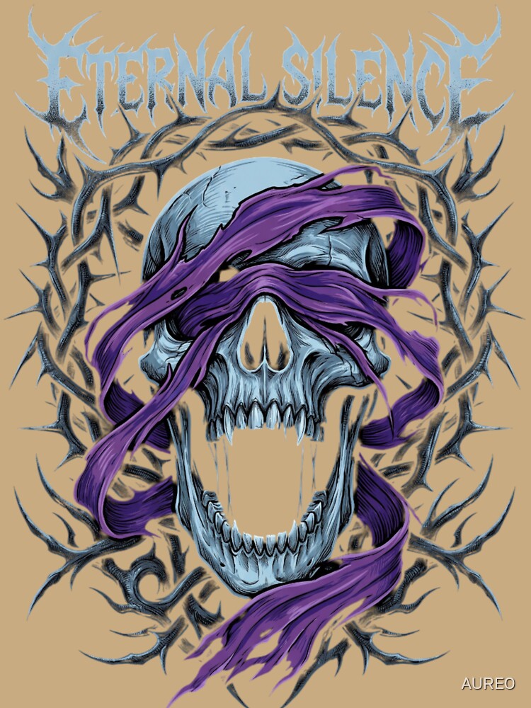 Gothic Screaming Skull Illustration | Heavy Metal Style Oversized T-Shirt by AURE0