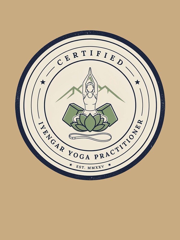 Certified Iyengar Yoga Practitioner Badge – Alignment & Yoga Props Vintage Emblem by ArcticFoxStudio