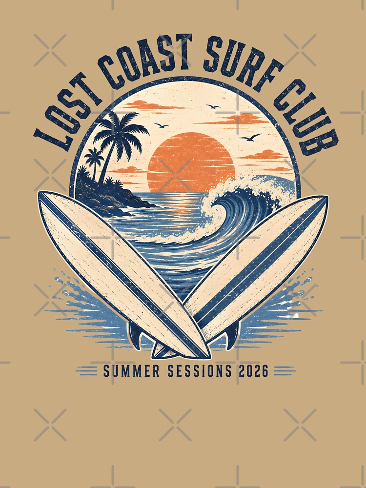 Vintage Lost Coast Surf Club – Retro Summer Surf T-Shirt Design by JAWPoD