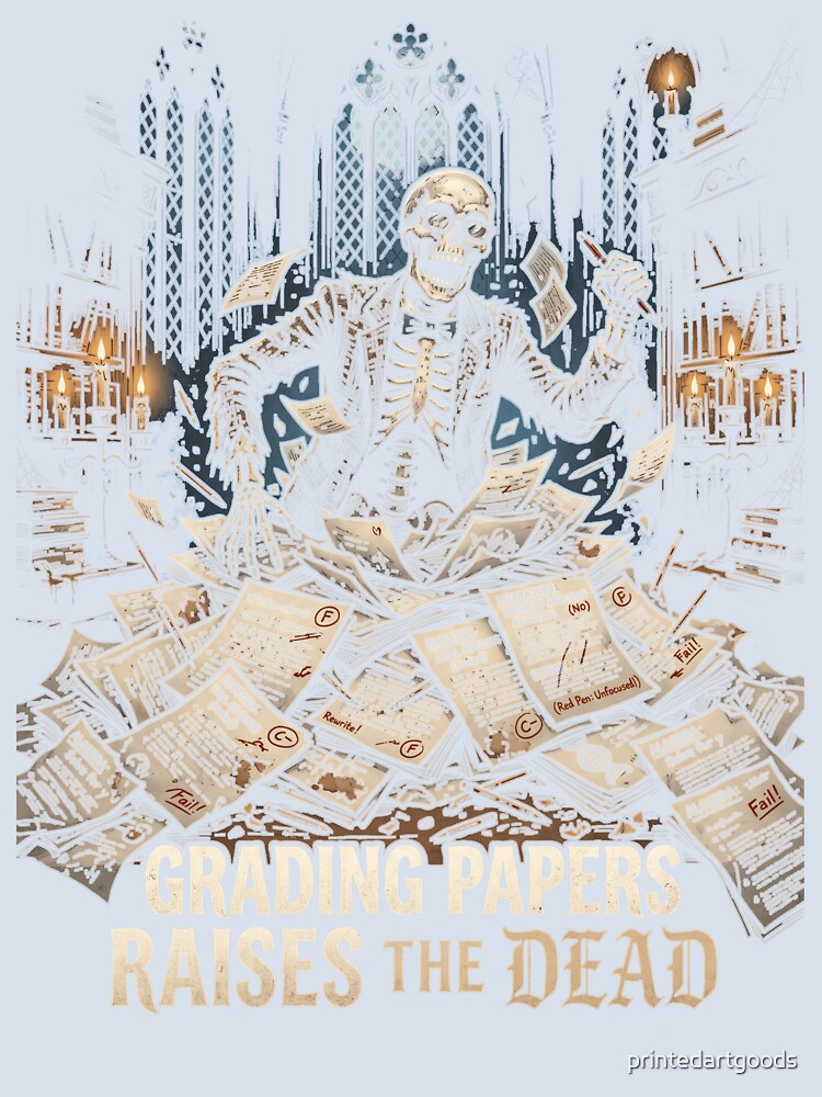 Grading Papers Raises The Dead Funny Skeleton Teacher by printedartgoods