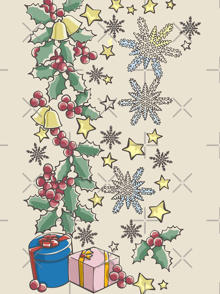 Christmas holly, snow, and present pattern by RaionKeiji