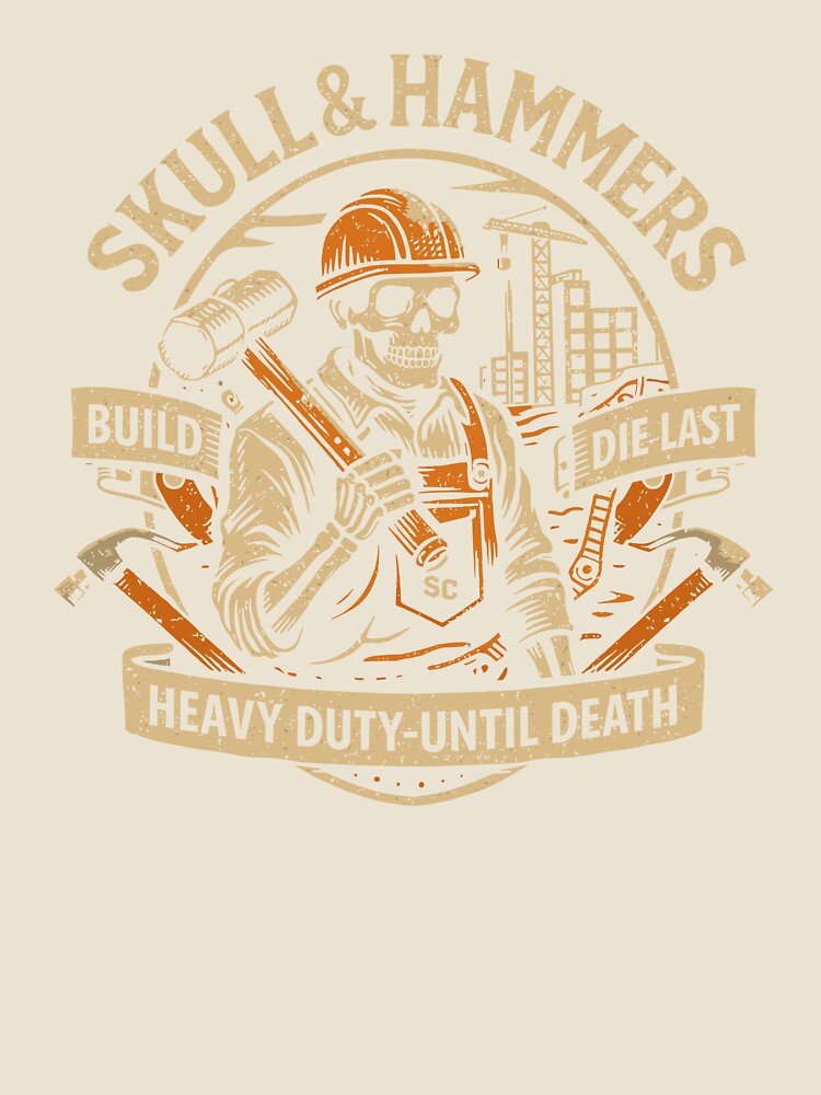 Construction Skull & Hammers T-Shirt by Matinez Pink