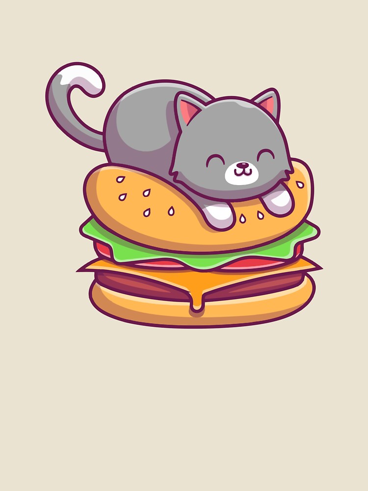 Cute Sleeping Cat Burger Fast Food by Stephan B 	 Faber