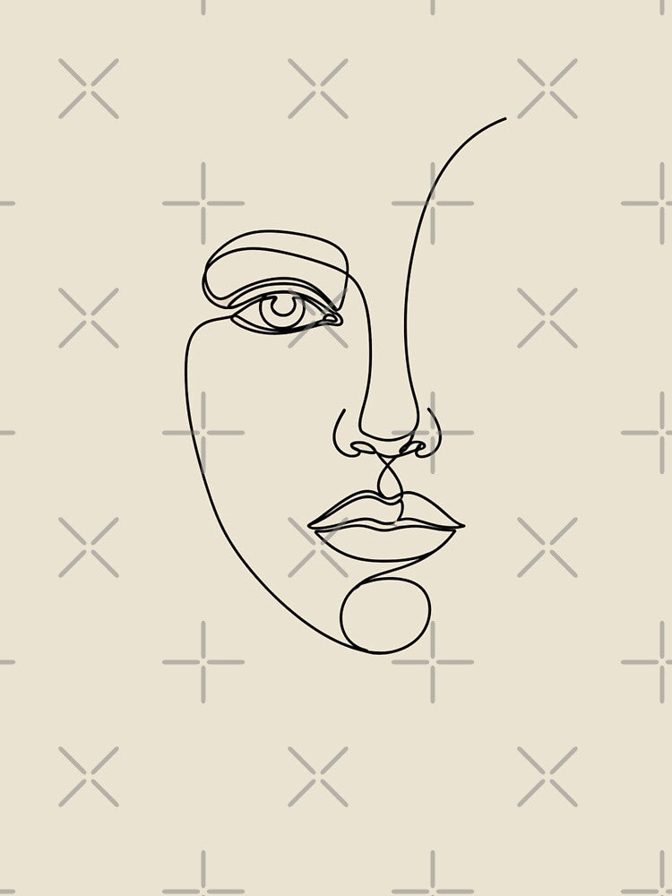 Silent Expression – Minimalist One Line Face Art by ChibiBloom