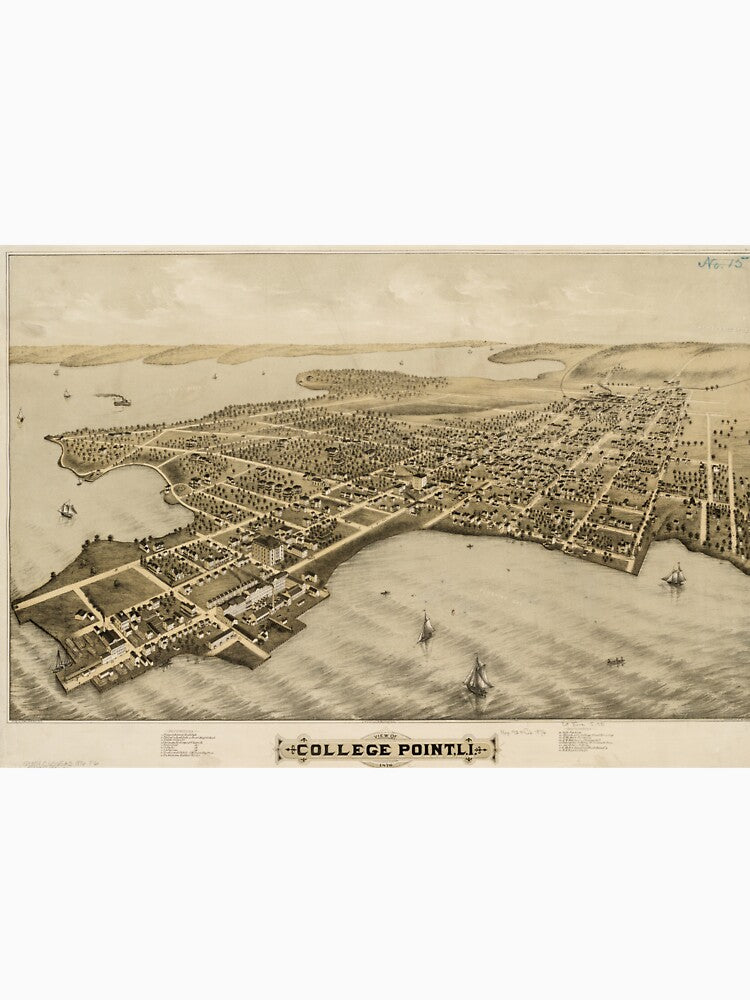 Vintage Pictorial Map of College Point NY (1876) by BravuraMedia