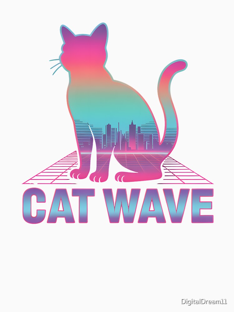 Cat Wave – Holographic Vaporwave Cat by DigitalDream11