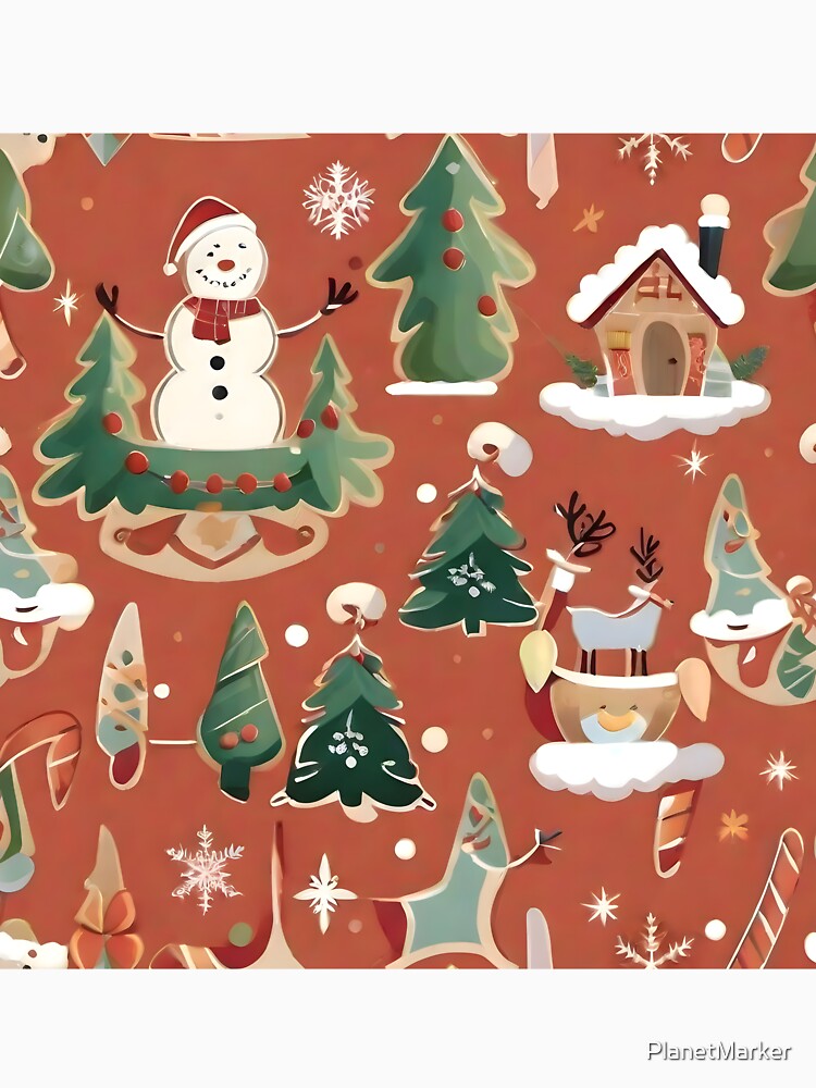 Beautiful Retro Boho Abstract Christmas Holiday Pattern by PlanetMarker