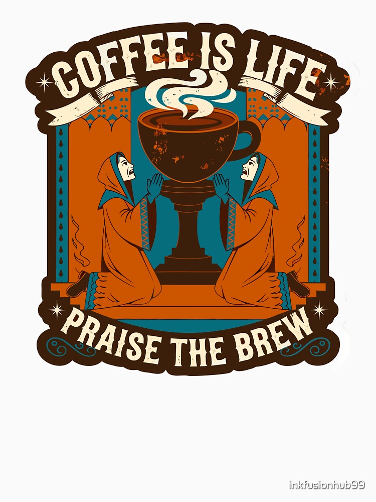 Retro Coffee Worship Sticker by inkfusionhub99