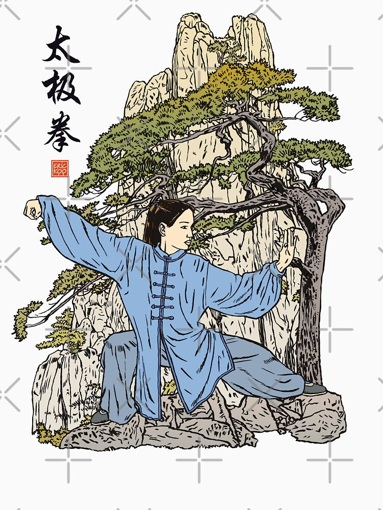 Tai Chi Warrior in the Mountains (Blue) by erickoo