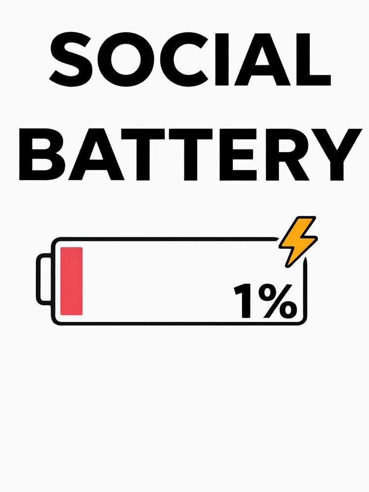 Social Battery 1% Funny Introvert Shirt by MoodOffline12427