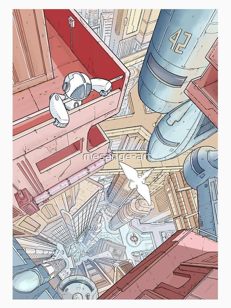 Robot lost in a Moebius world by mesange-art