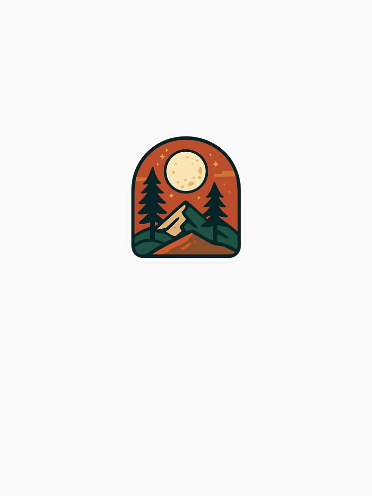 Moonlit Mountain and Forest Sticker by Kamill188