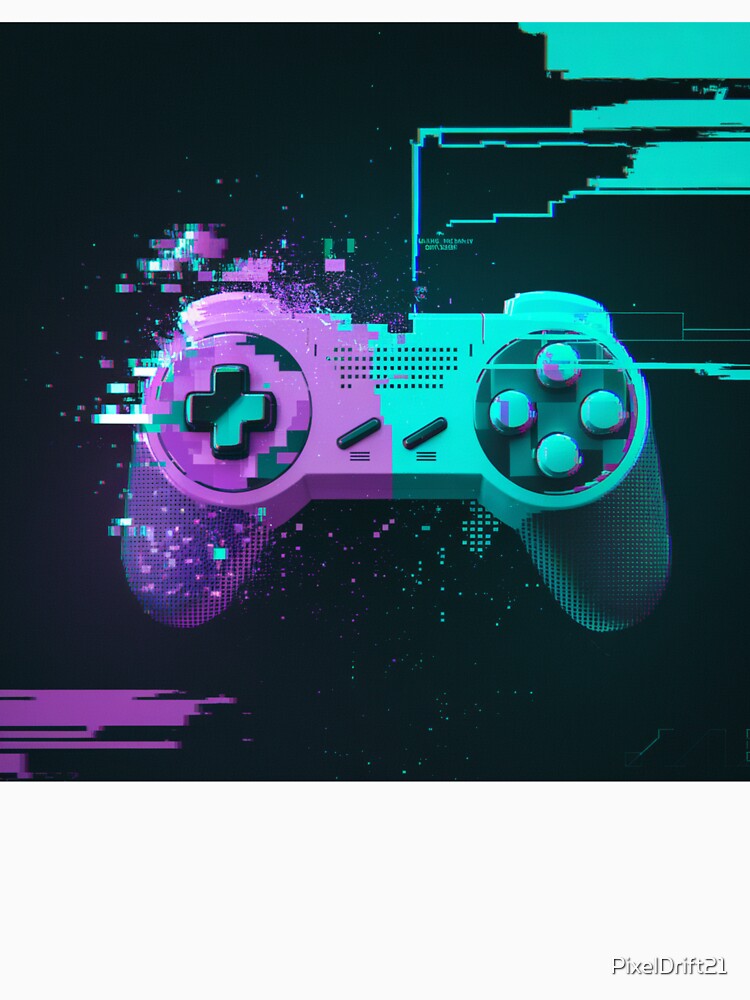 Retro Gaming Controller Glitch Art by PixelDrift21