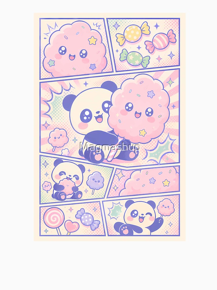 Kawaii Panda Cotton Candy Comic Panels by Magmashup