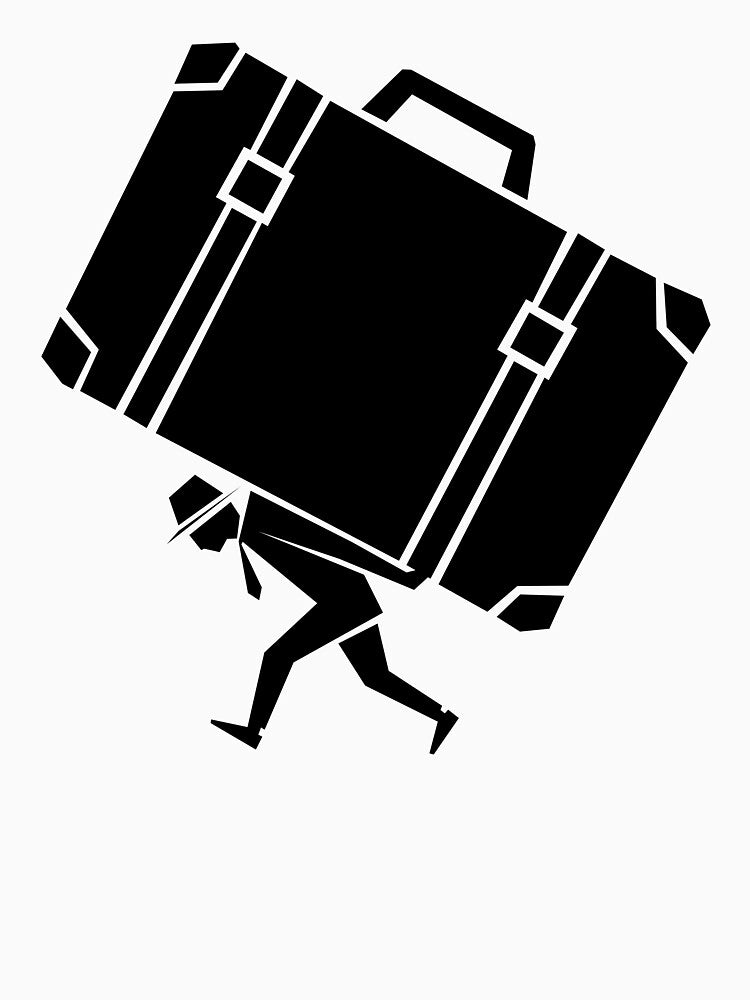 Geometric Person Carrying Oversized Suitcase by matybrak