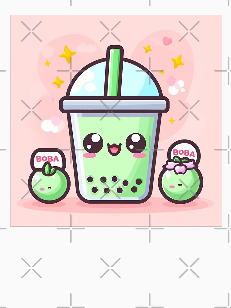 green tea bubble tea with cute little boba friends by SaraDatCool