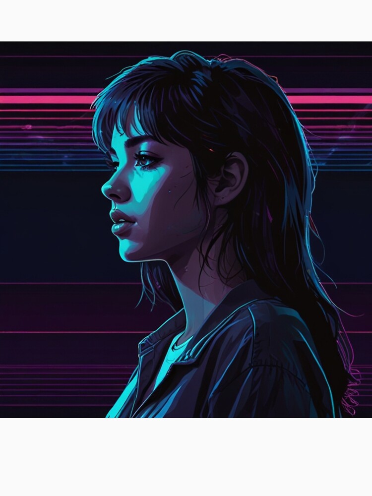 Neon Retrowave Anime Girl 80S Neon | Anime Cyberpunk Artwork by Joy-boy-op