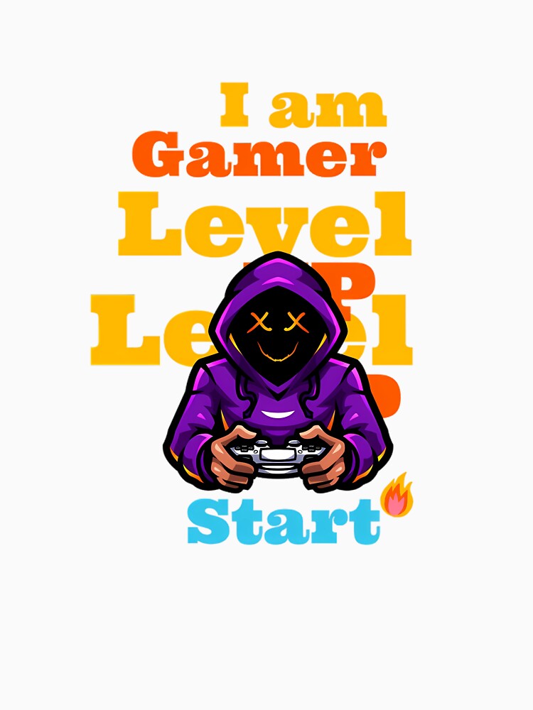 Cool Neon Gamer Hoodie Character - I Am Gamer Level Up by PhantomArtStore