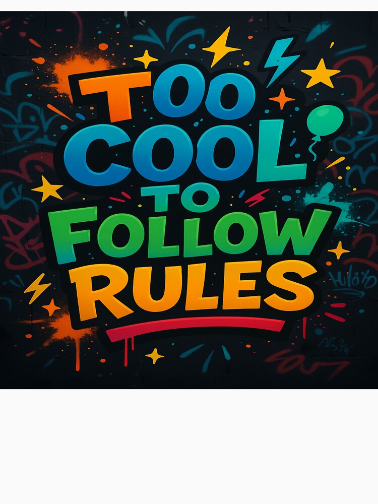 Too Cool to Follow Rules - Graffiti Street Art Typography by alizo74