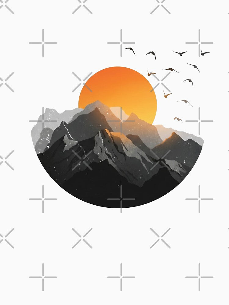 Minimalist Mountain Sunset Design by WormJ