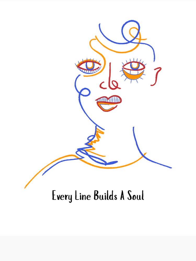 Every Line Builds A Soul - Abstract Face Line Art Illustration by CatberryStudio
