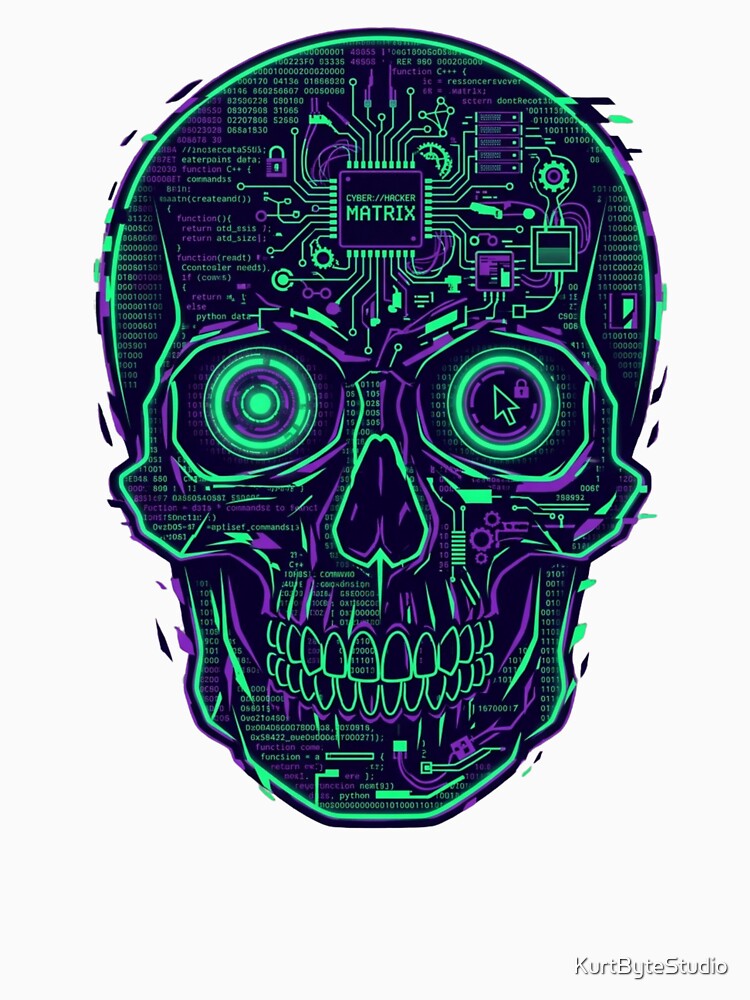 Digital Skull Hacker Cyberpunk Shirt by KurtByteStudio