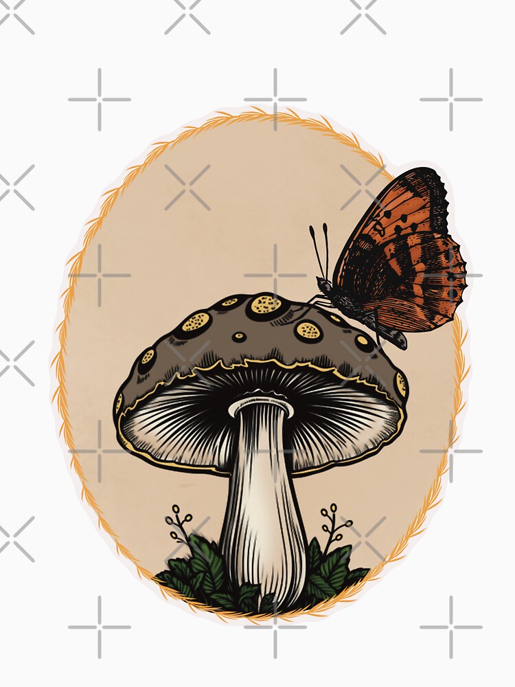 Mushroom with Resting Butterfly by WildFawnCreations