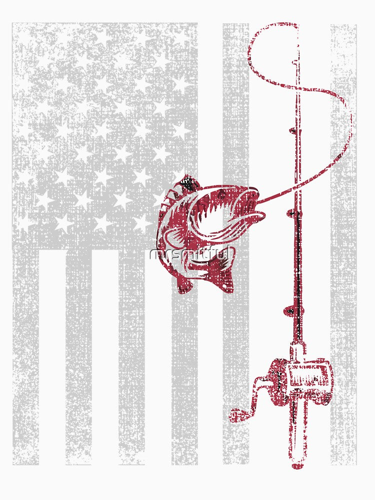 Vintage Patriotic USA American Flag Bass Fishing by mrsmitful