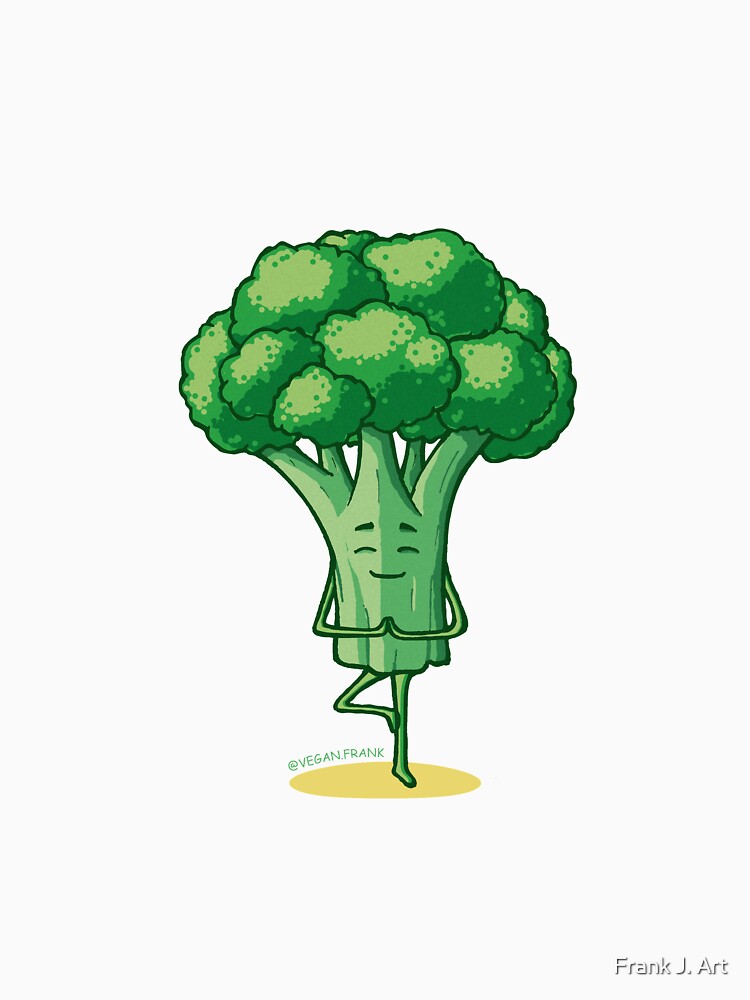 Cute yoga veggies - broccoli by Frank J. Art