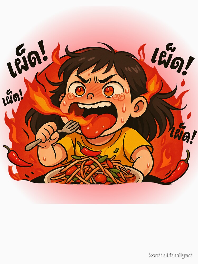 Spicy Thai Food Challenge – Funny Cartoon Design by konthai.familyart