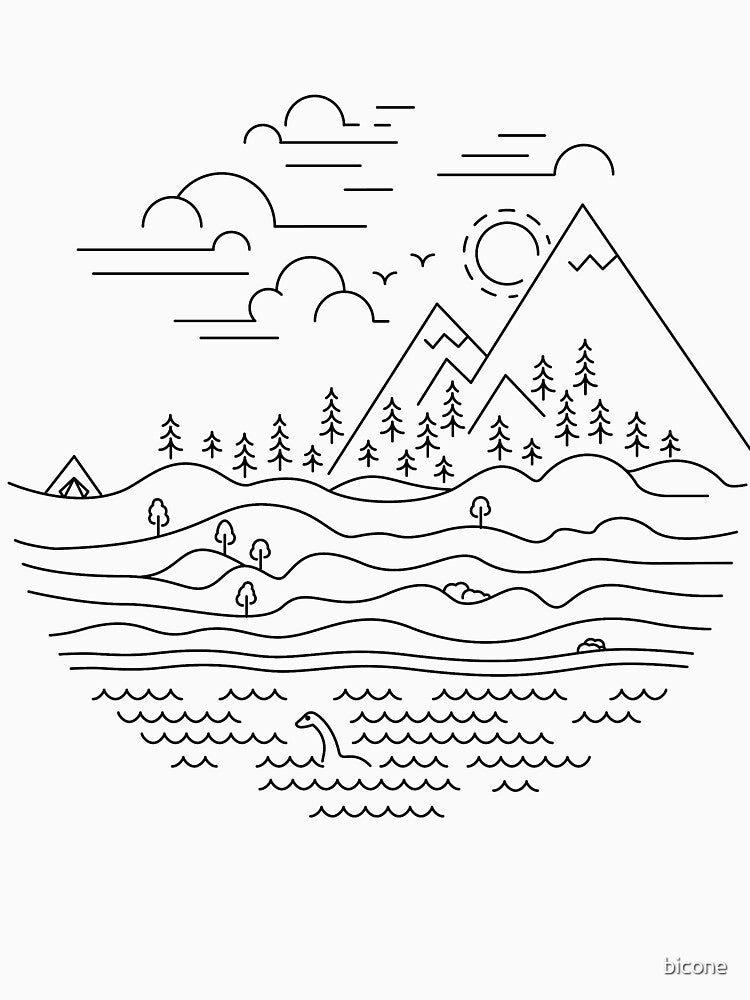 Line Art Mountains and Hills Landscape by Bicone