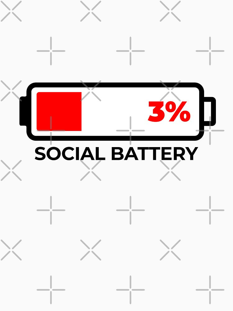 Social Battery 3% — Funny Introvert Battery Minimal by SOW