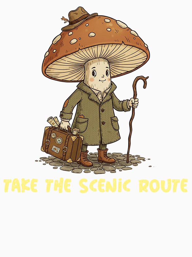 Take the Scenic Route-  Whimsical Mushroom Art Design by Willow & Ink