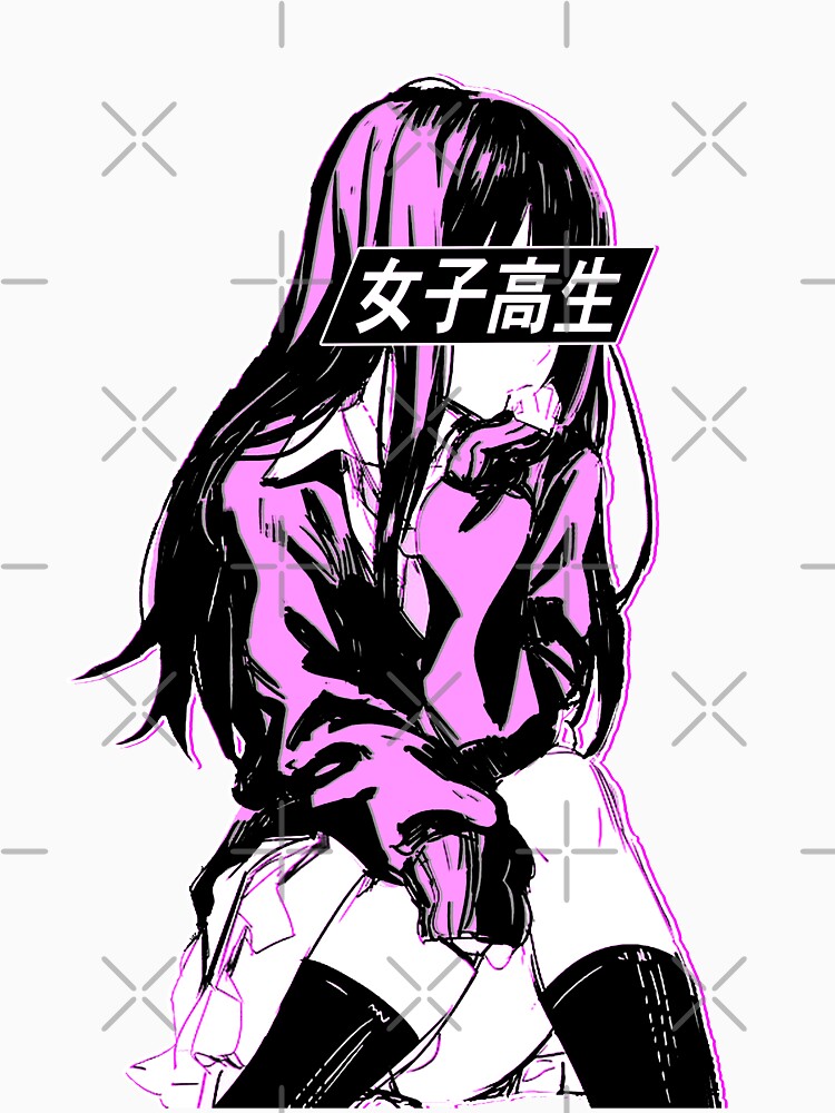 SCHOOLGIRL (Pink) - Sad Anime Japanese Aesthetic by PoserBoy