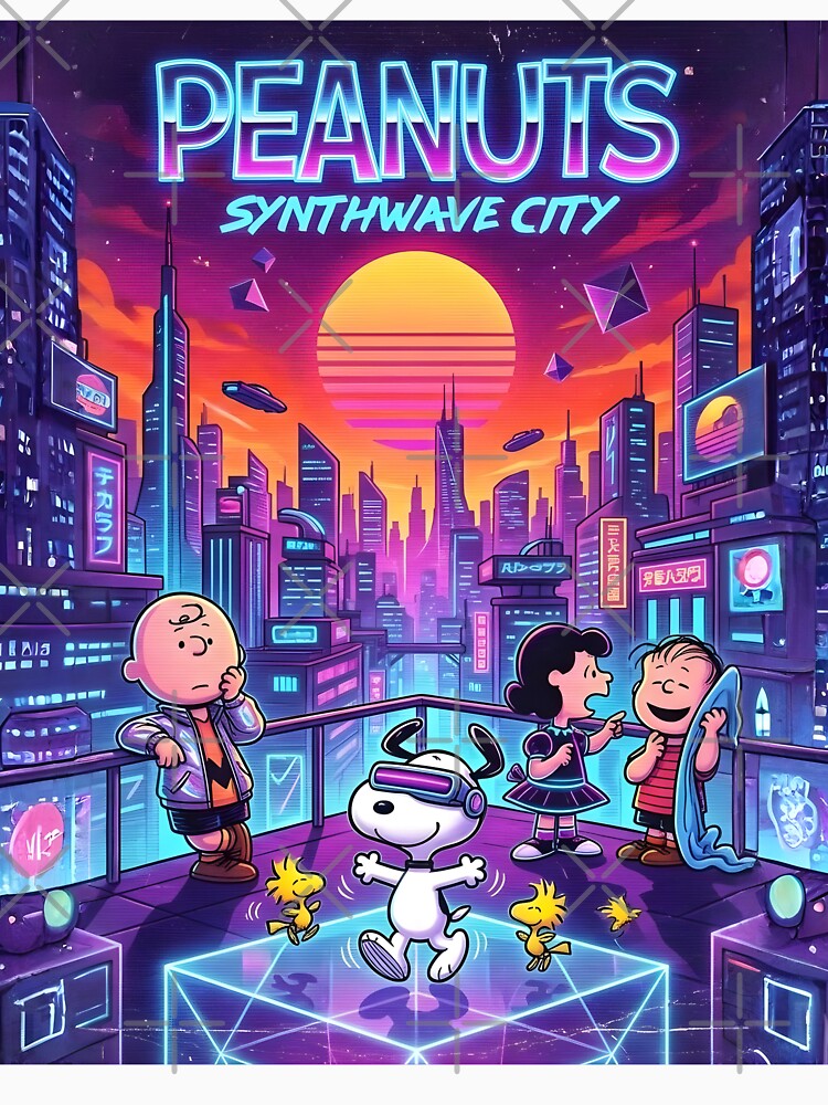 Synthwave Peanuts: Neon Cyberpunk City Art by Innova_Creations
