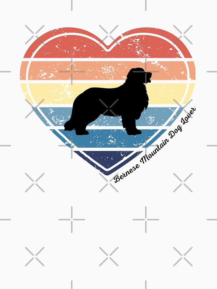 Bernese Mountain Dog Lover Retro Sunset Heart by Print-A-Joke