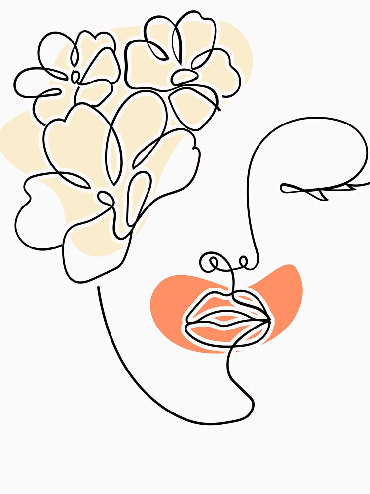 Gentle Presence – Modern Line Art Portrait by PriyaMagic