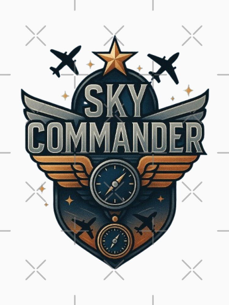 Sky Commander Pilot Design, Airline Captain Shirt, Aviation Leader, Aircraft Cockpit, Commercial Pilot, Flight Crew, Airplane Flying, Aviation Lifestyle, Aerospace, Pilot Gift, Air Travel Design by Typologystudios