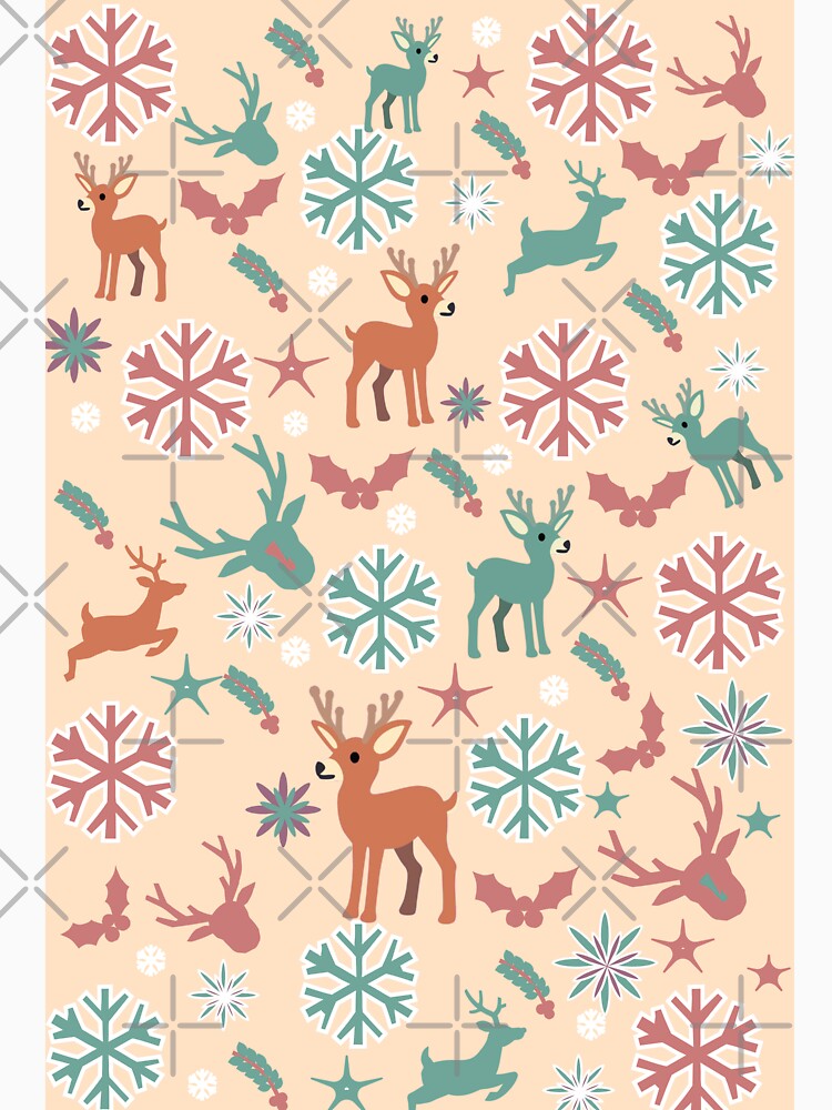 Cute Reindeer Christmas Pattern | Modern Pastel Holiday Snowflake Design by HopeAndHustle