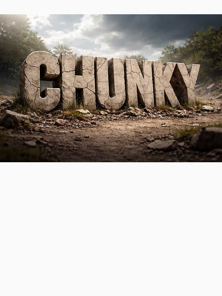 Chunky Typography Stone Text Design – Bold 3D Rugged Style by GarnerSupplyCo