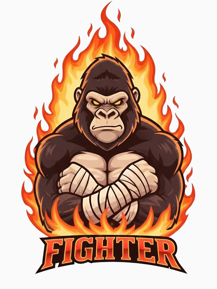 Fiery Gorilla Fighter Mascot Gaming Design by Omar-2D