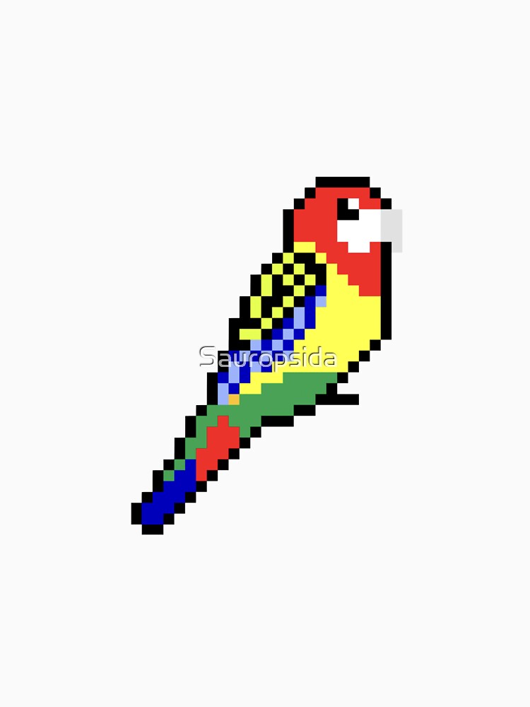 Pixel Art Eastern Rosella by Sauropsida