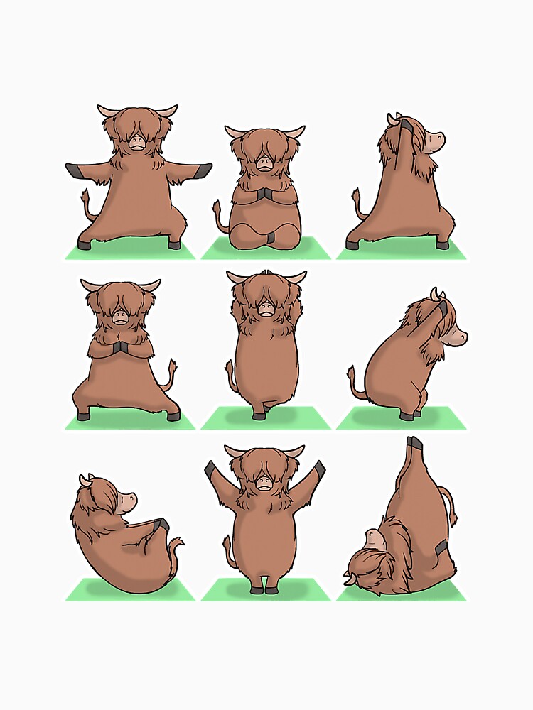 Highland Cow Cattle Yoga Pose Zen by SkyCloudBlue
