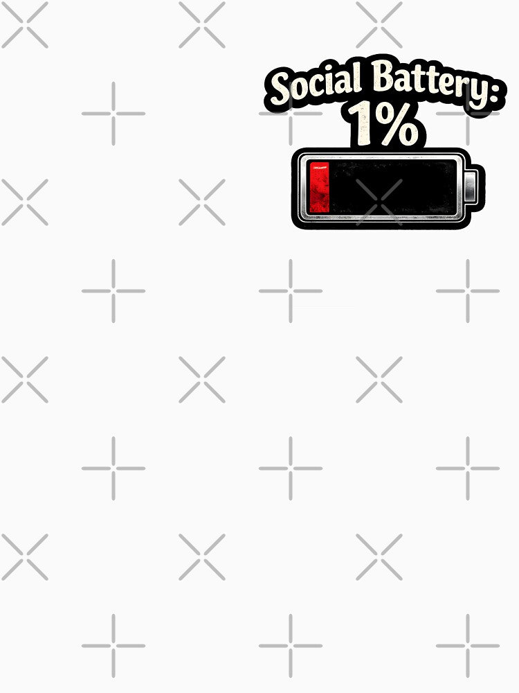 Social Battery 1% – Introvert Energy Low Funny Design by blankTeeShirt