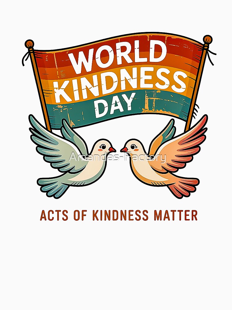 Vintage World Kindness Day Retro Doves Love Design by Amanda's Factory