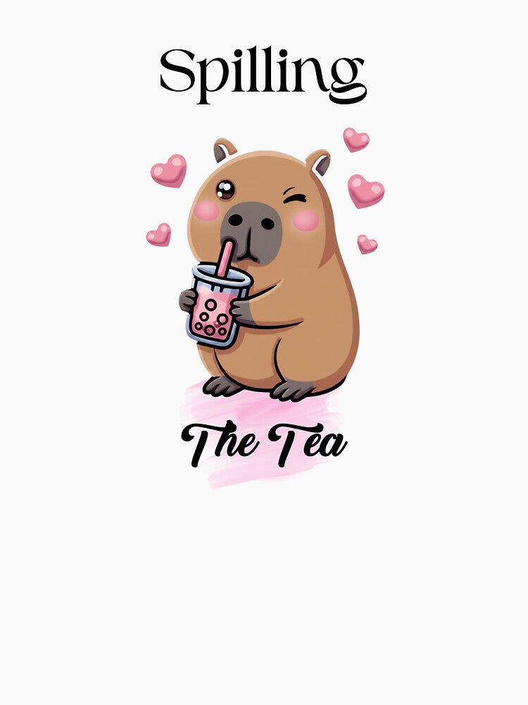 Spilling The Tea Capybara Funny Logo by logowannawear