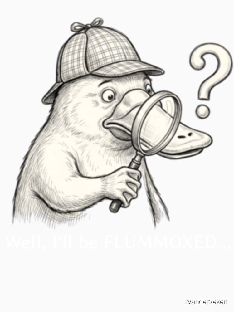 Platypus Detective Shirt Deerstalker Hat Funny Flummoxed Saying Tee by rvanderveken