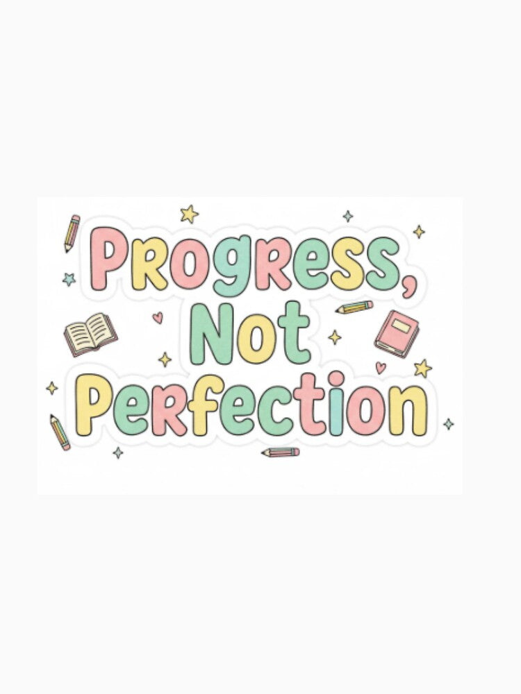 Progress, Not Perfection – Motivational Teacher Quote | Positive Growth Mindset Classroom Decor by ArtiVibeAura