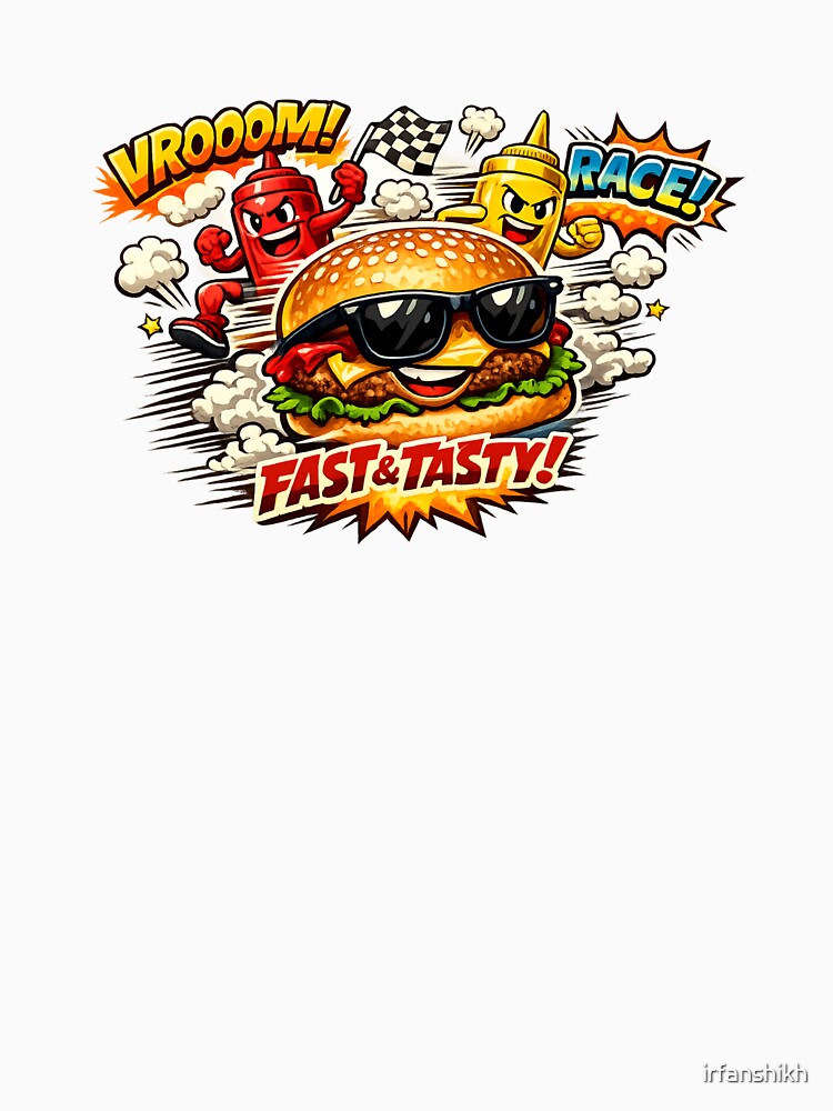 Fast & Tasty Racing Burger Funny Fast Food Graphic by irfanshikh